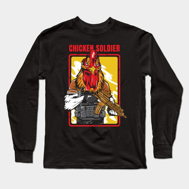 chicken military solider Long Sleeve T-Shirt by Mako Design 